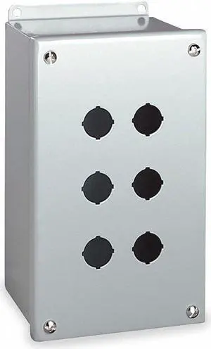 WIEGMANN PBGX6 Pushbutton Enclosure,22mm,6 Holes,Steel