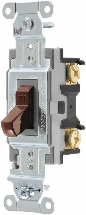 HUBBELL WIRING DEVICE-KELLEMS CSB220 Wall Switch,20A,Brown,1 HP,2-Pole Switch