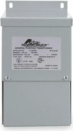 ACME ELECTRIC T111683 Buck Boost Transformer, 1 kVA, NEMA 3R, 115°C, 12/24V AC,