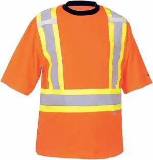 VIKING 6000O-XXL Unisex High Visibility Short Sleeve Shirt, Polyester/Cotton,