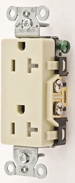 HUBBELL WIRING DEVICE-KELLEMS DR20ITR Straight Blade Receptacle, 5-20R, 20 A,