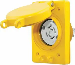 HUBBELL WIRING DEVICE-KELLEMS HBL67W76 Watertight Flanged Locking Receptacle,