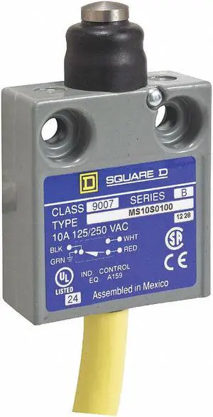 SQUARE D 9007MS10S0300 Limit Switch, Plunger, SPDT, 10A @ 300V AC, Actuator
