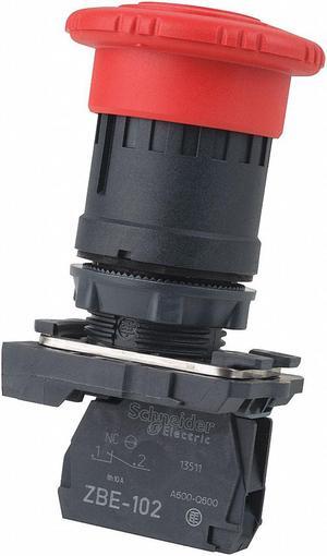 SCHNEIDER ELECTRIC XB5AS8442 Emergency Stop Push Button, 22 mm, 1NC, Red