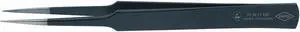 Tweezers,ESD,Straight,5-1/4 In,SS,Black KNIPEX 92 28 72 ESD
