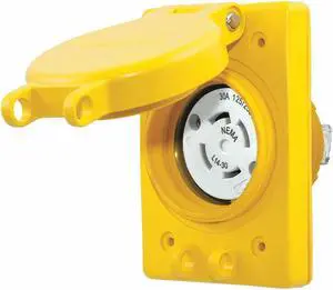 HUBBELL WIRING DEVICE-KELLEMS HBL69W74 Watertight Flanged Locking Receptacle,