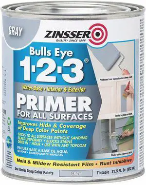ZINSSER 286258 Primer, Water, 1 qt, Gray, Interior/Exterior