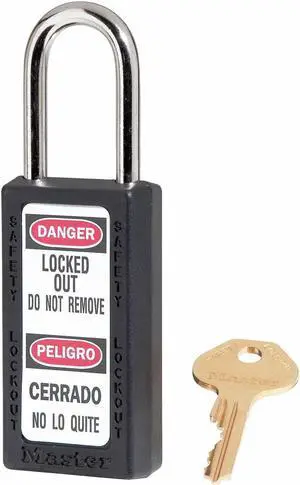 Lockout Padlock, Keyed Alike, Black, 1/4 In., PK3