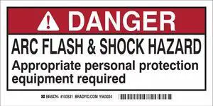 BRADY 103531 Arc Flash Protection Labl,2inHx4inW,PK10