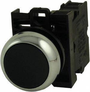 EATON M22M-D-S-K10 Non-Illuminated Push Button, 22 mm, 1NO, Black