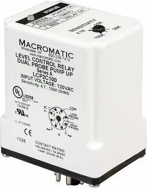MACROMATIC LCP2C100 Control Relay,Dual Pump Up,120V