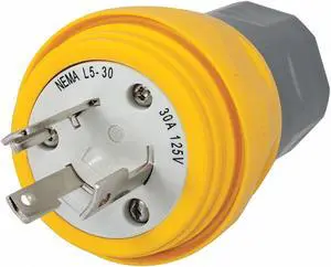 HUBBELL WIRING DEVICE-KELLEMS HBL28W47 Watertight Locking Plug, L5-30P, 30 A,