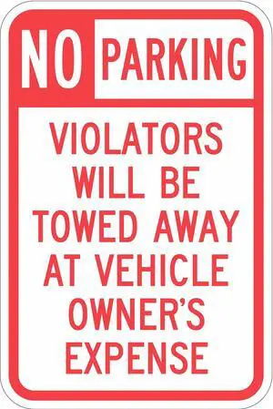 LYLE T1-1061-EG_12x18 Tow Zone No Parking Sign,18" x 12, T1-1061-EG_12x18