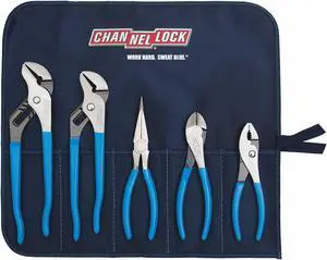 Tongue and Groove Plier Set, 5Pcs, W/Roll