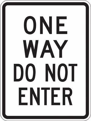 LYLE TR-011-18DA One Way Do Not Enter Traffic Sign, 24 in H, 18 in W, Aluminum,