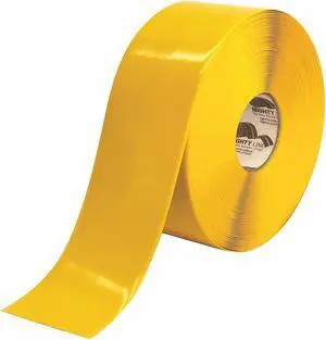 MIGHTY LINE 4RY Floor Marking Tape, vinyl, No Legend, Yellow, 4 in W., 55 mil