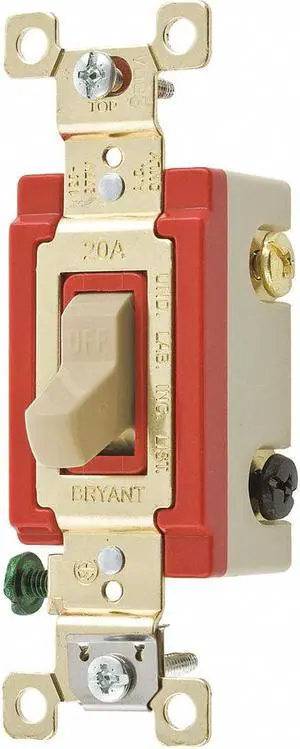 BRYANT 4903PLC120 Light Wall Switch,Clear,20A,3-Way Switch