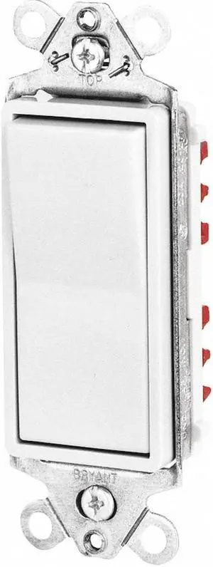 BRYANT 9903W Wall Switch,20A,White,3-Way Type,Rocker