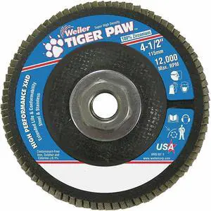 WEILER 98807 Flap Disc,Type 27,4-1/2in. dia.,80 Grit