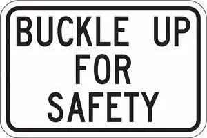 LYLE SB-001-18HA Buckle Up Traffic Sign, 12 in H, 18 in W, Aluminum, Horizontal