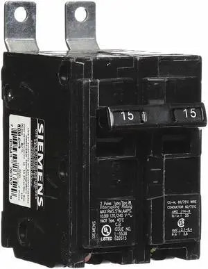 SIEMENS B215 Miniature Circuit Breaker, BL Series, 15A, 2 Pole, 120/240V AC,