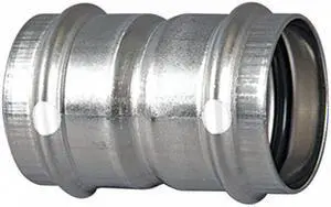 Viega Propress Stainless 304 Coupling with stop, 1-1/2" x 1-1/2" Tube Size 85287