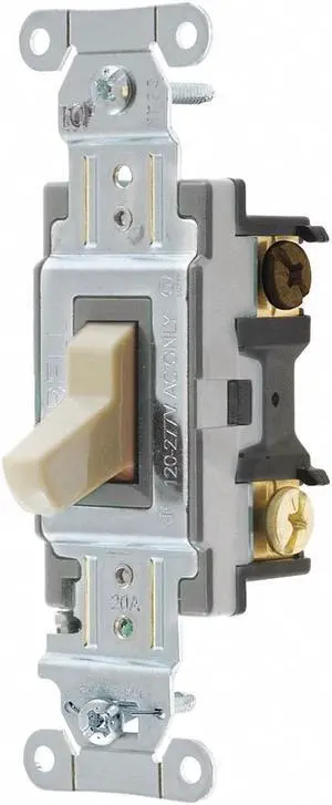 Wall Switch,20A,Ivory,1 HP,3-Way Switch HUBBELL WIRING DEVICE-KELLEMS CSB320I