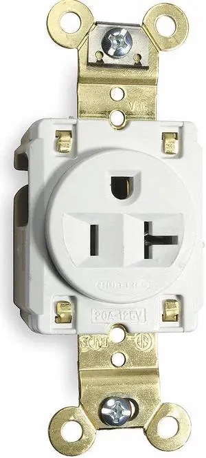 HUBBELL WIRING DEVICE-KELLEMS HBL5361W Straight Blade Receptacle, 5-20R, 20 A,