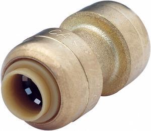 SHARKBITE U006LF Coupling, 3/8 in Tube Size, Brass, Brass
