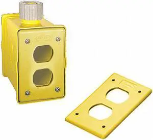 HUBBELL WIRING DEVICE-KELLEMS HBLPOB1DY Portable Outlet Box,1Gang,1Inlet,Valox