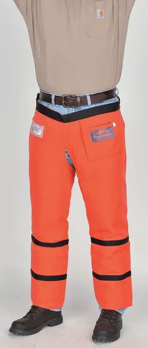 DELTA PLUS WELJE91233 Chainsaw Chaps, Orange, Nylon, 33 in Length