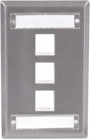 Hubbell SSFL13 Stainless Steel Plate with Label Fields  Single-Gang  3-port