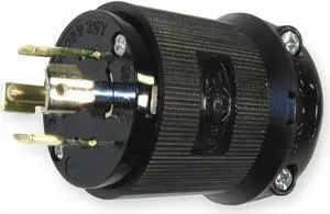 HUBBELL WIRING DEVICE-KELLEMS HBL2811BK Locking Plug, L21-30P, 30 A, 120/208V