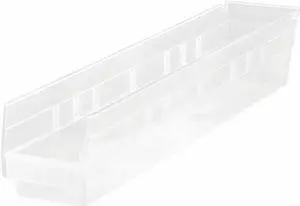 QUANTUM STORAGE SYSTEMS QSB105CL Clear Shelf Bin, 23-5/8"L x 4-1/8"W x 4"H