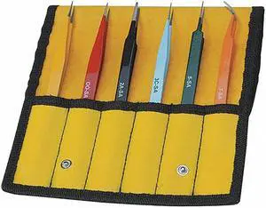 Color Coded Tweezers Set, 6 Pc