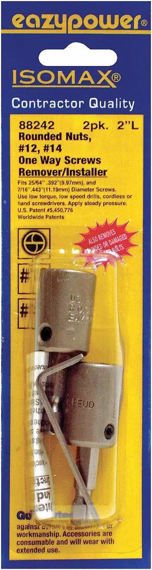 EAZYPOWER 88242 One Way Screw Remover,No.12,No.14,PK2