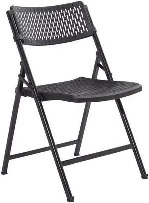 National Public Seating 1410 Airflex Series Premium Polypropylene Folding Chair - Black, Pack of 4