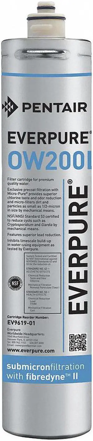 EVERPURE EV961906-75 Quick Connect Filter, 0.5 gpm, 0.5 Micron, 3" O.D., 17 in H