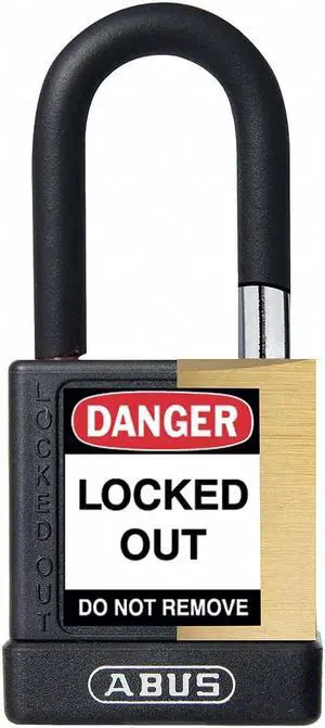 Abus Alike-Keyed Padlock, Open Shackle Type, 1-1/2" Shackle Height, Black  20040