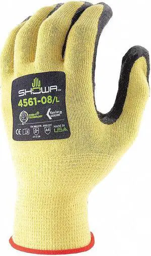 SHOWA 4561L-08 Cut-Resistant Coated Gloves, Cut Level A4 ,Dipped ,Foam Nitrile
