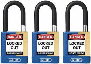 Abus Alike-Keyed Padlock, Open Shackle Type, 1-1/2" Shackle Height, Blue  20072