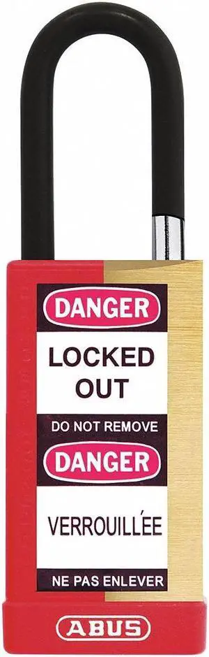 Abus Alike-Keyed Padlock, Open Shackle Type, 1-1/2" Shackle Height, Red  20050