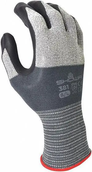 Showa Coated Gloves Black/Gray 15 Gauge  381L-08
