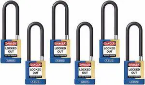 Abus Alike-Keyed Padlock, Open Shackle Type, 3" Shackle Height, Blue  20116