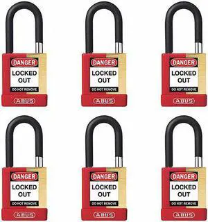 Abus Alike-Keyed Padlock, Open Shackle Type, 1-1/2" Shackle Height, Red  20082