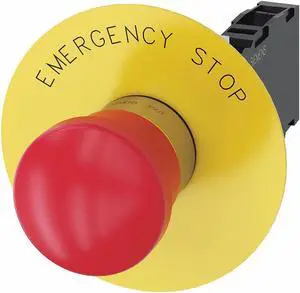 Siemens Emergency Stop Push Button 22mm Red  Metal  3SU1150-1HA20-1FG0
