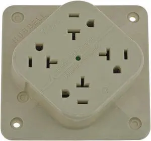Hubbell Wiring Device-Kellems Receptacle,Quad,20A,5-20R,125V,Ivory  HBL420IS