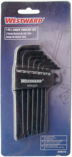 Westward Long Plain Torx® Black Oxide Torx Key Set, Number of Pieces: 7 40WZ25