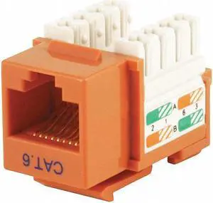 Monoprice Cat6 Punch Down Keystone Jack for 22-24AWG Solid Wire, Orange Monoprice Cat6 Punch Down Keystone Jack for 22-24AWG Solid Wire, Orange