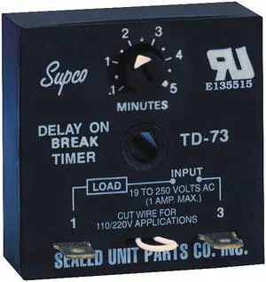 SUPCO TD73 Encapsulated Timer Relay,50/60 Hz
